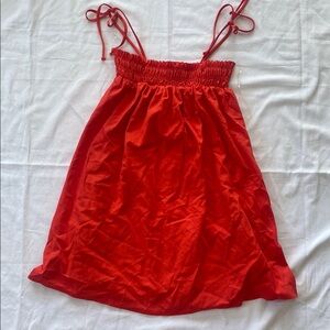 VICI Red Sleeveless Dress with Adjustable Straps & pockets